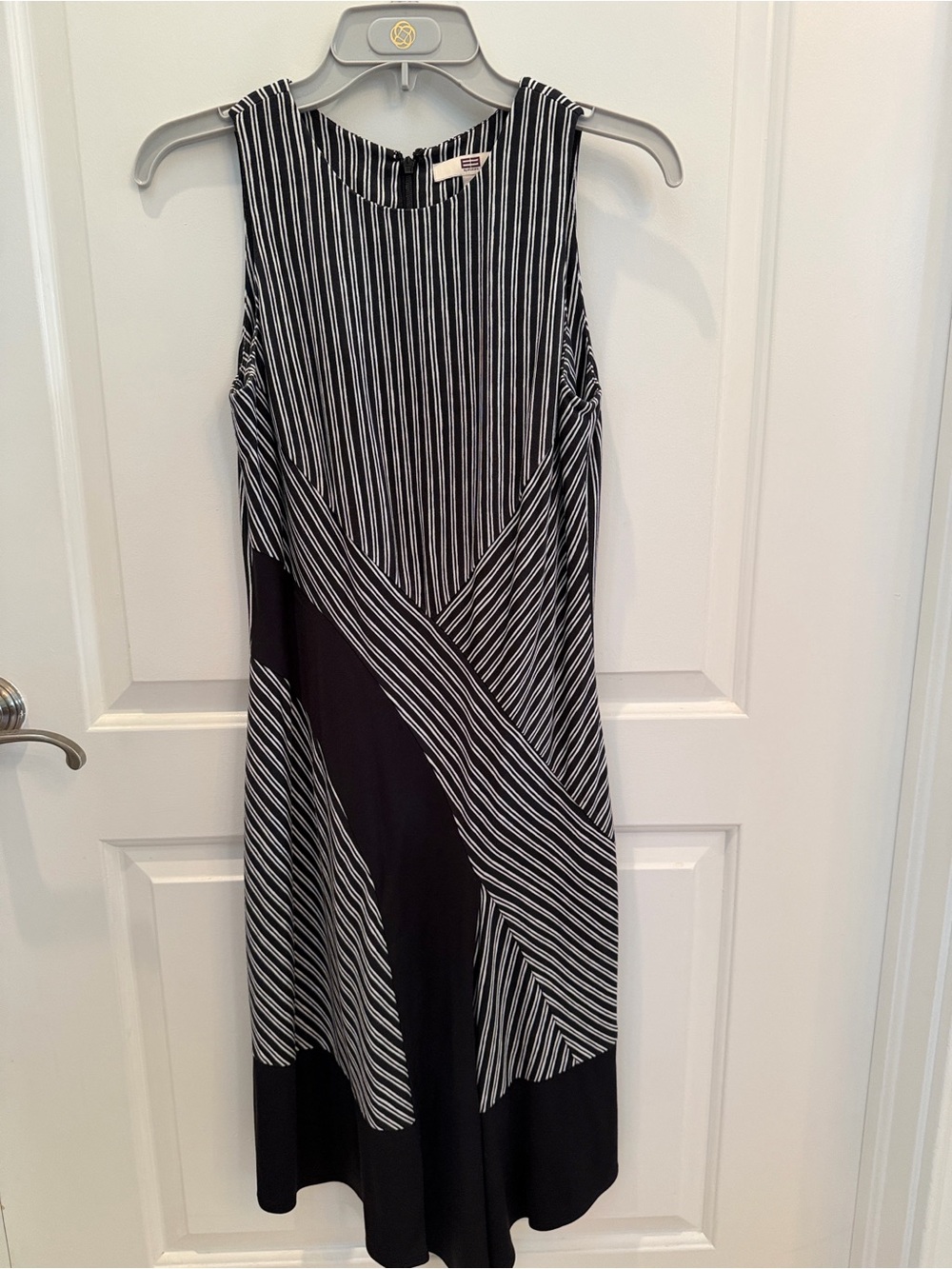 Etcetera Black and White Sleeveless Striped Midi Dress